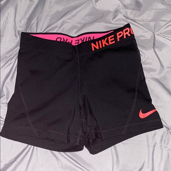 Nike pro shorts, bright pink accents. size: SMALL - Picture 1 of 3
